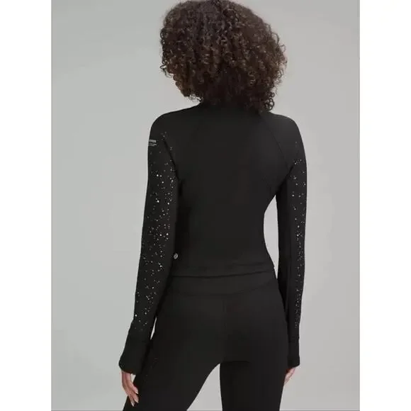 Lululemon Rulu Run Top Sz 6 Reflective Running Half Zip Black No